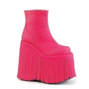 Demonia pink fringe tassel platform boots size 6